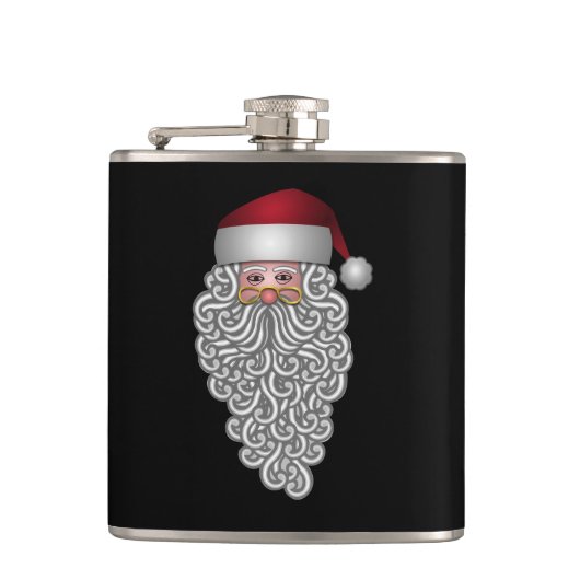 Flasques Père Noël festive avec barbe bouclée (Devant)