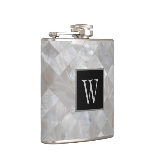 Flasques Perle blanche monogramme (Droite)