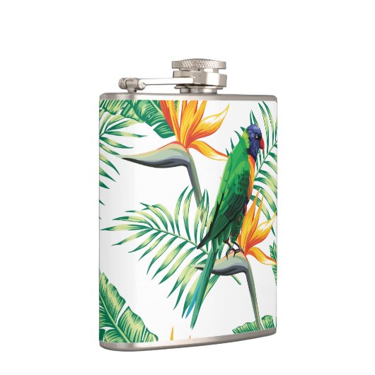 Flasques Perroquet Et Fleurs Violets Vert Et Orange (Droite)