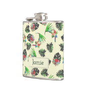 Flasques Perroquet tropical et Motif Feuille d'aquarelle (Gauche)