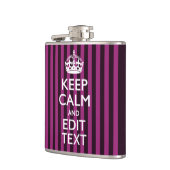 Flasques Personalisé KEEP CALM Votre Texte Fuchsia Stripes (Gauche)