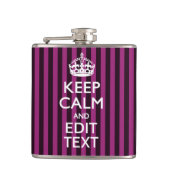 Flasques Personalisé KEEP CALM Votre Texte Fuchsia Stripes (Devant)
