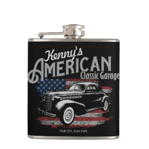 Flasques Personalized American Vintage Classic Car Garage
