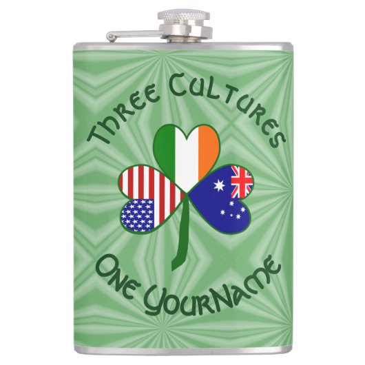 Flasques Personalized Australia Ireland USA Shamrock Large (Devant)