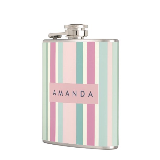 Flasques Personalized Blush Mint Pastel Stripes (Gauche)