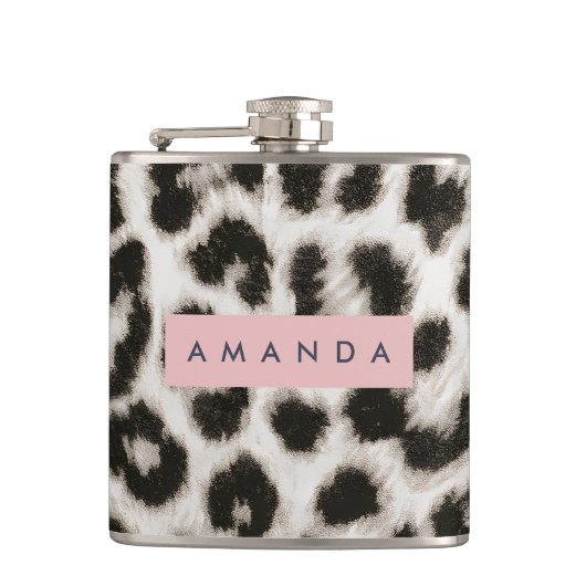 Flasques Personalized Bold Black & White Leopard Print  (Devant)