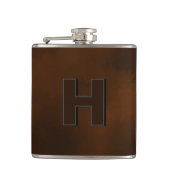 Flasques Personalized Brown Leather Hip Monogram Initial H  (Devant)