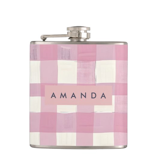 Flasques Personalized Cozy Pink Checkered Design (Devant)