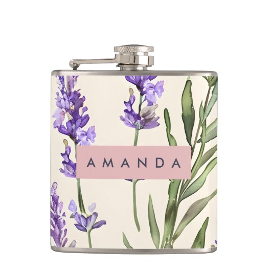 Flasques Personalized Elegant Watercolor Lavender (Devant)