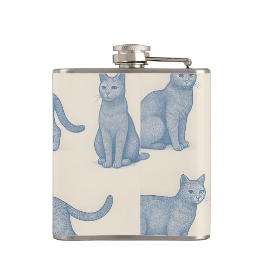 Flasques Personalized Minimalist Blue Cat Pattern (Dos)