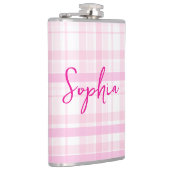 Flasques Personalized Pink Plaid Flask  with Name  (Droite)