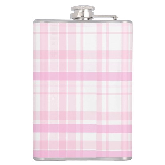 Flasques Personalized Pink Plaid Flask  with Name  (Dos)