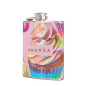 Flasques Personalized Rainbow Pastel Cupcake with Glitter (Gauche)