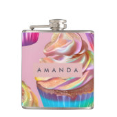 Flasques Personalized Rainbow Pastel Cupcake with Glitter (Devant)