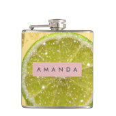 Flasques Personalized Sparkle Lime Slice Glitter Citrus (Devant)