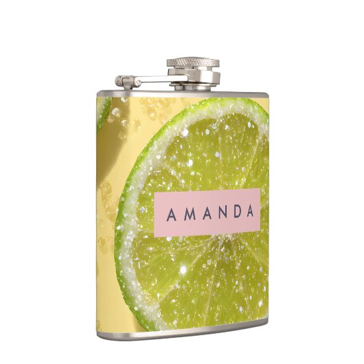 Flasques Personalized Sparkle Lime Slice Glitter Citrus (Droite)