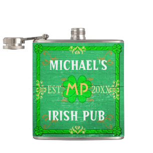 Flasques Personnalisable votre vert irlandais nommé de Pub