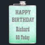 Flasques Personnalisé Happy 60th Birthday design<br><div class="desc">Personnalisé Happy 60th Birthday design Flask Gift.</div>