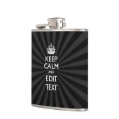Flasques Personnalisé KEEP CALM Votre texte Black Sunburst (Gauche)