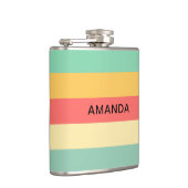 Flasques Personnalisé Retro Rose Jaune Bleu Bleu Bleu (Droite)