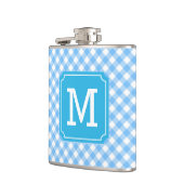 Flasques Personnaliser élégant bébé bleu En vichy monogramm (Gauche)