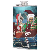 Flasques Petit chiot et elfe de Noël (Gauche)