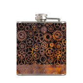 Flasques Petit Steampunk Coloré Rousty Gears Nom personnali (Dos)