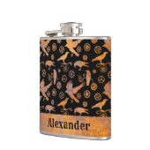 Flasques Petit Steampunk Rousty Gears and Crows Nom personn (Gauche)