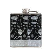 Flasques Petit Steampunk Silver Zinc Aéronef Nom personnali (Dos)