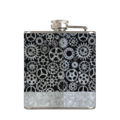 Flasques Petit Steampunk Silver Zinc engrenages Nom personn (Dos)