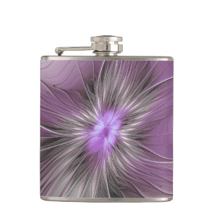 Flasques Petite Beauté Moderne Fleur d'Art Fractal Gris Mau