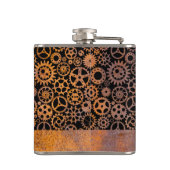 Flasques Petits engrenages Rusty Steampunk Nom personnalisé (Dos)