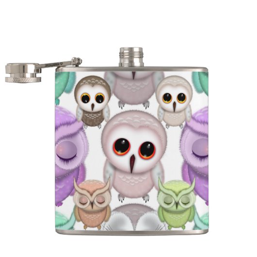 Flasques Petits hiboux mignons aux couleurs pastel (Ouvert)