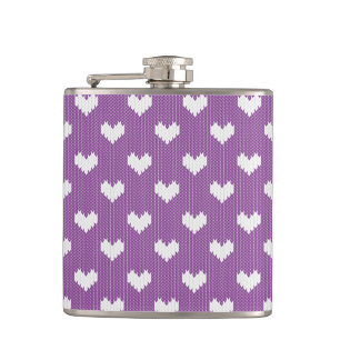 Flasques Peu de motif de coeurs de Knit sur le pourpre
