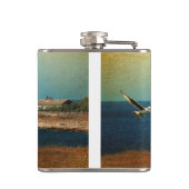 Flasques Phare Beach Scène Monogramme Whiskey Flask (Dos)