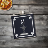 Flasques Pharmacien moderne Monogram Caduceus