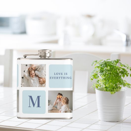 Flasques Photos de Collage moderne Bleu Meilleurs Pères Cad