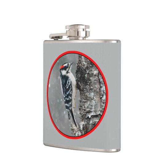 Flasques Pic Downy en neige - Photo originale (Gauche)