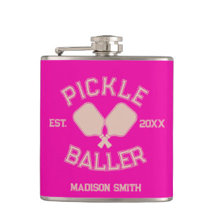 Flasques Pickle Baller Pickleball Collegiate Typographie
