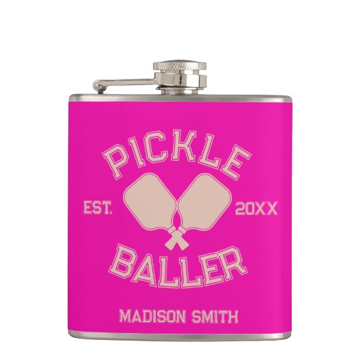 Flasques Pickle Baller Pickleball Collegiate Typographie (Devant)