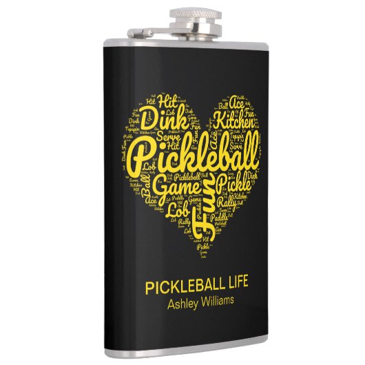 Flasques Pickleball Player Personnalisé Word Art Typographi (Droite)