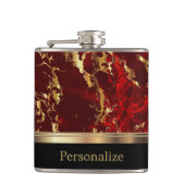 Flasques Pierre rouge marbré classique avec design or (Devant)