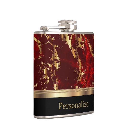 Flasques Pierre rouge marbré classique avec design or (Droite)