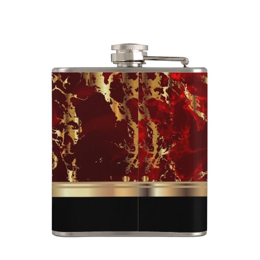 Flasques Pierre rouge marbré classique avec design or (Dos)