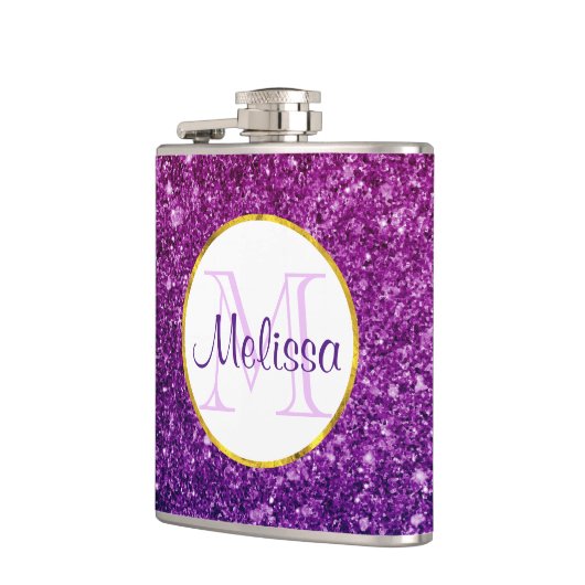 Flasques Pierres à Parties scintillant rose et violet Monog (Gauche)