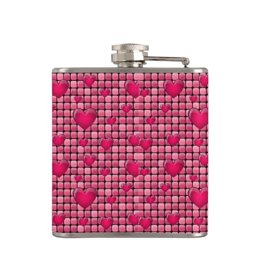 Flasques Pile rose avec des coeurs (Dos)