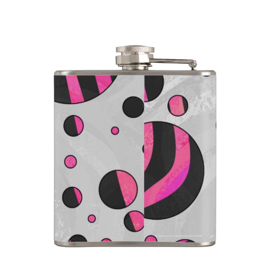 Flasques Piloka Dot Zebra noir et rose chaud (Dos)