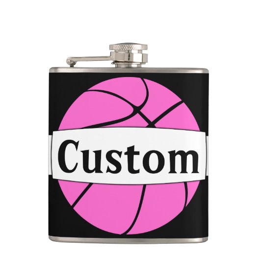 Flasques Pink Basket Custom Team or Player Name Sports (Devant)