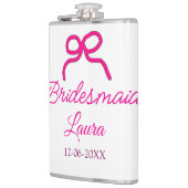 Flasques PINK BOW minimalajouter nom bridesmaid année cadea (Gauche)