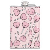 Flasques Pink Lollipops, Heart Lollipops, Lollipop Pattern (Dos)